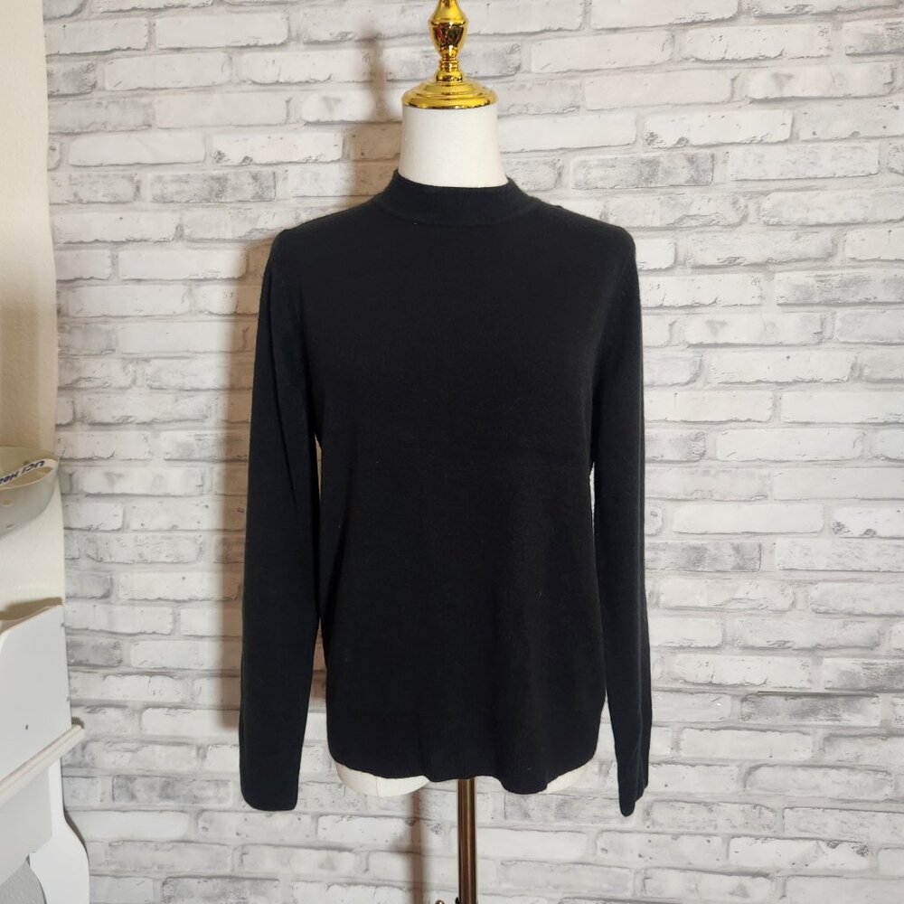 Black Soft Sweater Turtleneck Classic Top